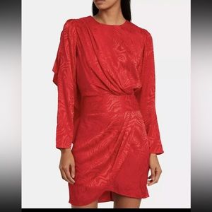 Ronny Kobo Shanaya Draped Moire Mini Dress Red Small New Nwt Women's Cocktail S